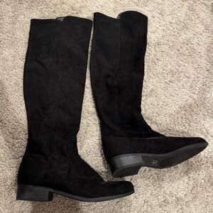 Black suede knee high boots size 11